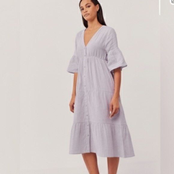 Pact Dresses & Skirts - NEW Pact Organic Cotton Lilac Purple Coastal Gauze Bell Sleeve Midi Dress Small